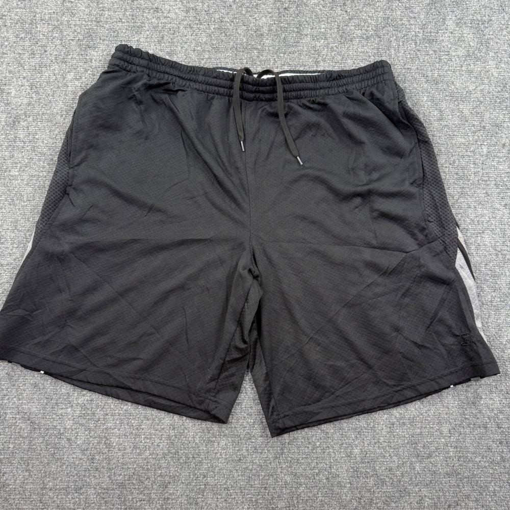 Starter Athletic Shorts XL Black Mesh Striped RM11007 Mens